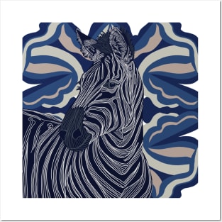 Zebra on Blue Pattern Posters and Art